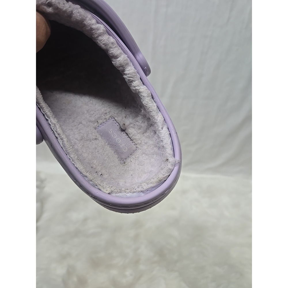 Crocs Classic Fleece Lined Purple Clogs Slip On Shoes M6 W8 - Picture 8 of 9